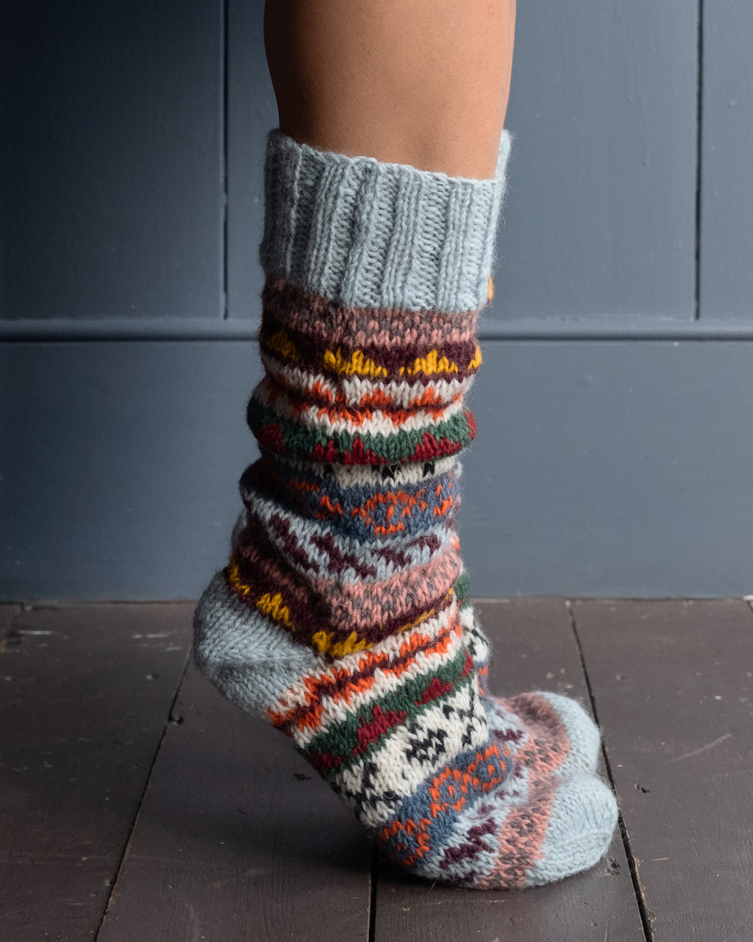 Liv Fair Isle Pattern Wool Socks | Multicoloured | by BIBICO