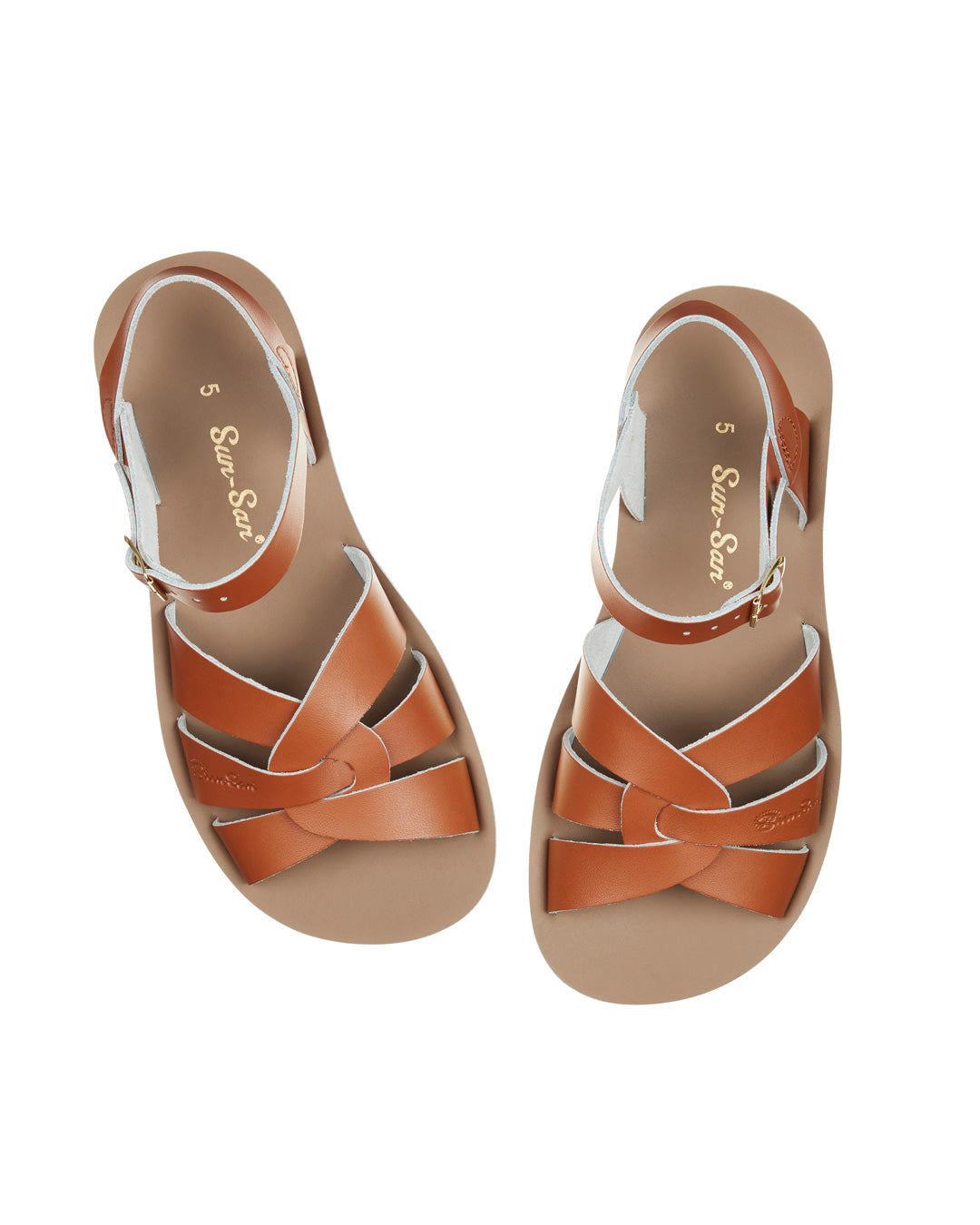 Tan Brown Salt Water Leather Sandals By BIBICO