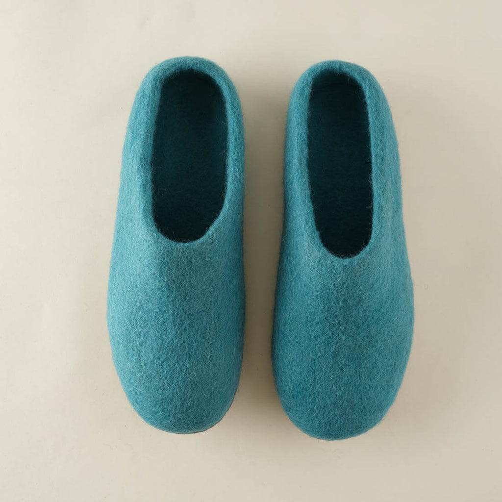 turquiose felted wool slippers