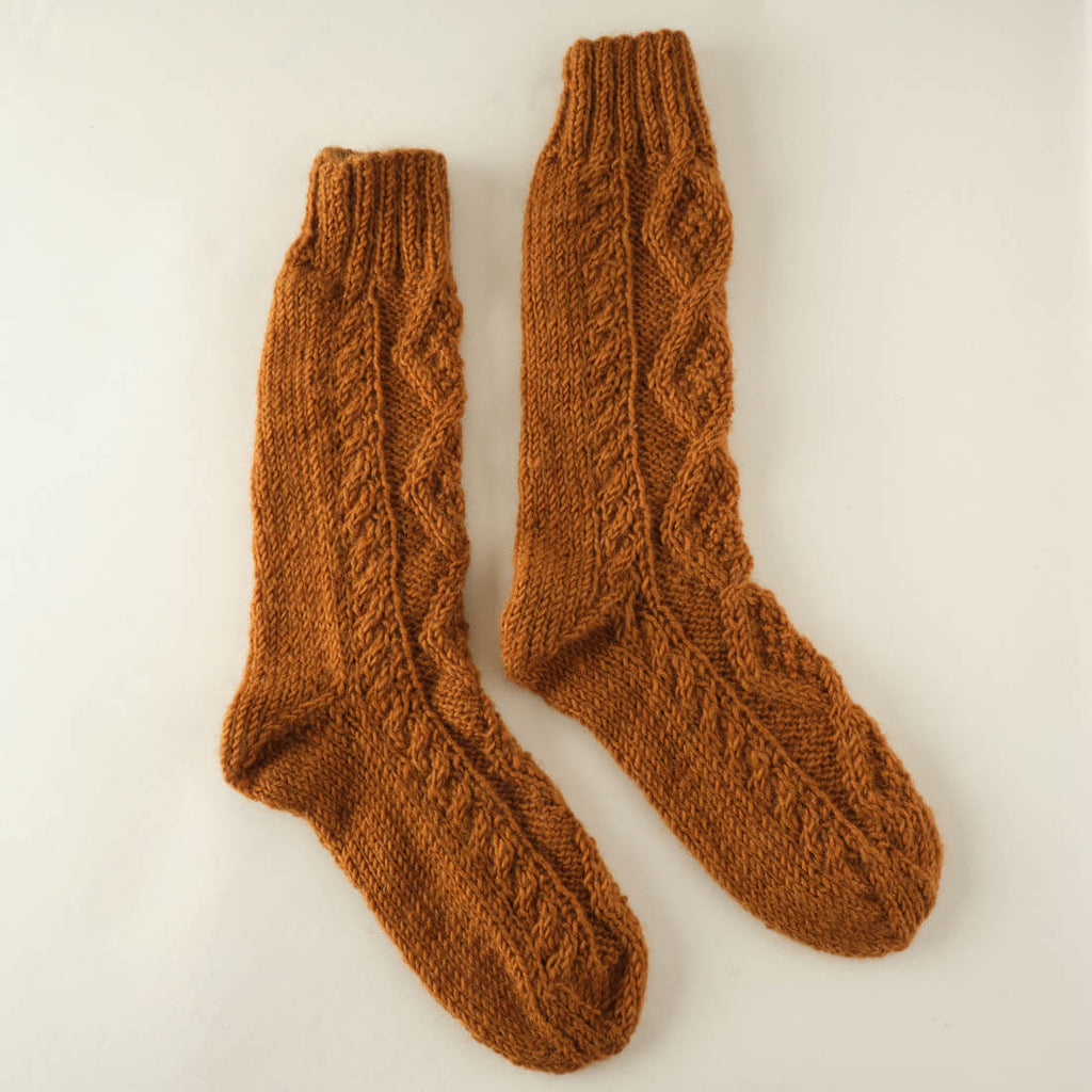 Mustard Coloured Hand Knitted Wool Socks