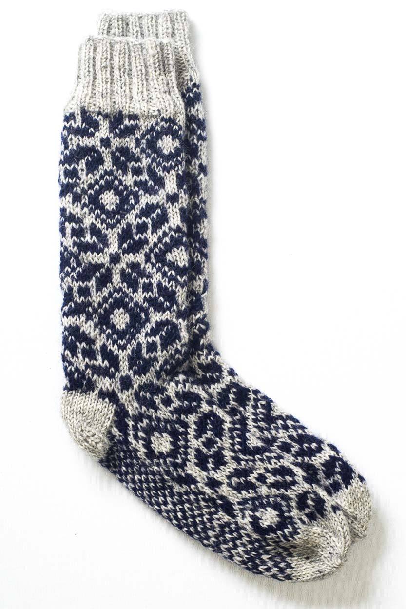 Fair Isle Knitted Wool Socks | Patterned Knitted Socks by BIBICO