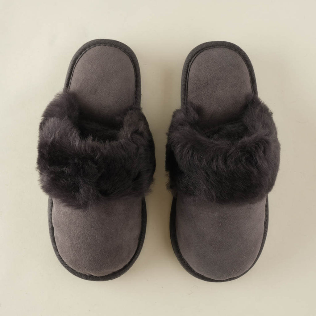 grey sheepskin slip on slippers
