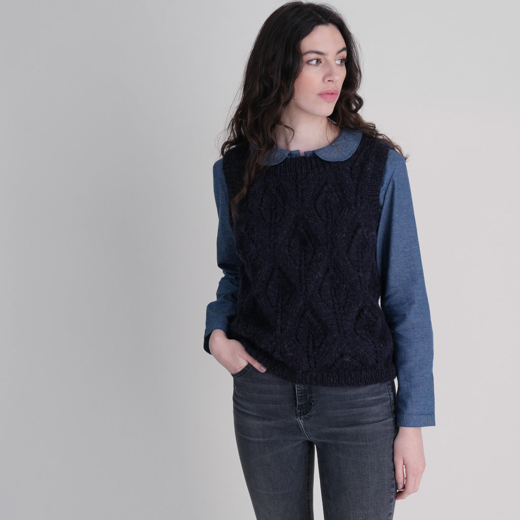 Hand Knitted Navy Wool Vest | by BIBICO