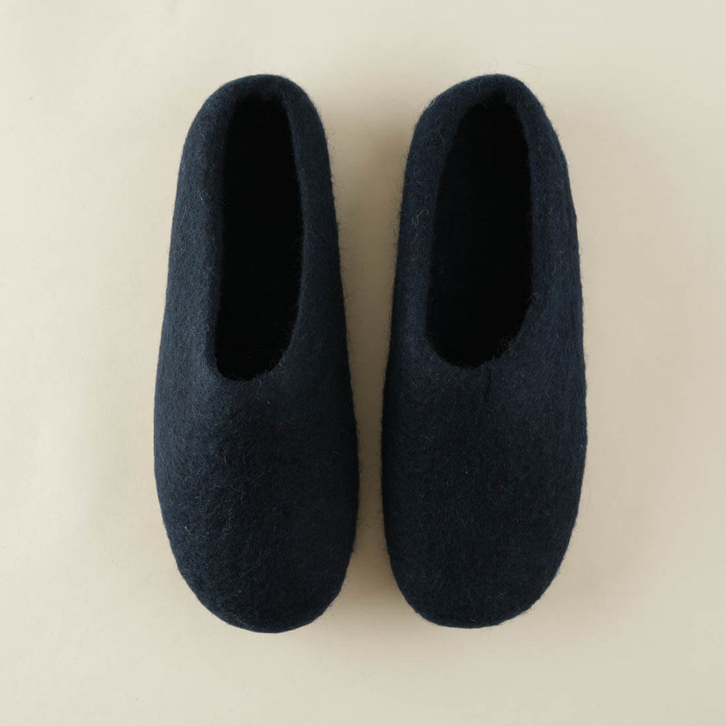 navy wool felted slippers by BIBICO