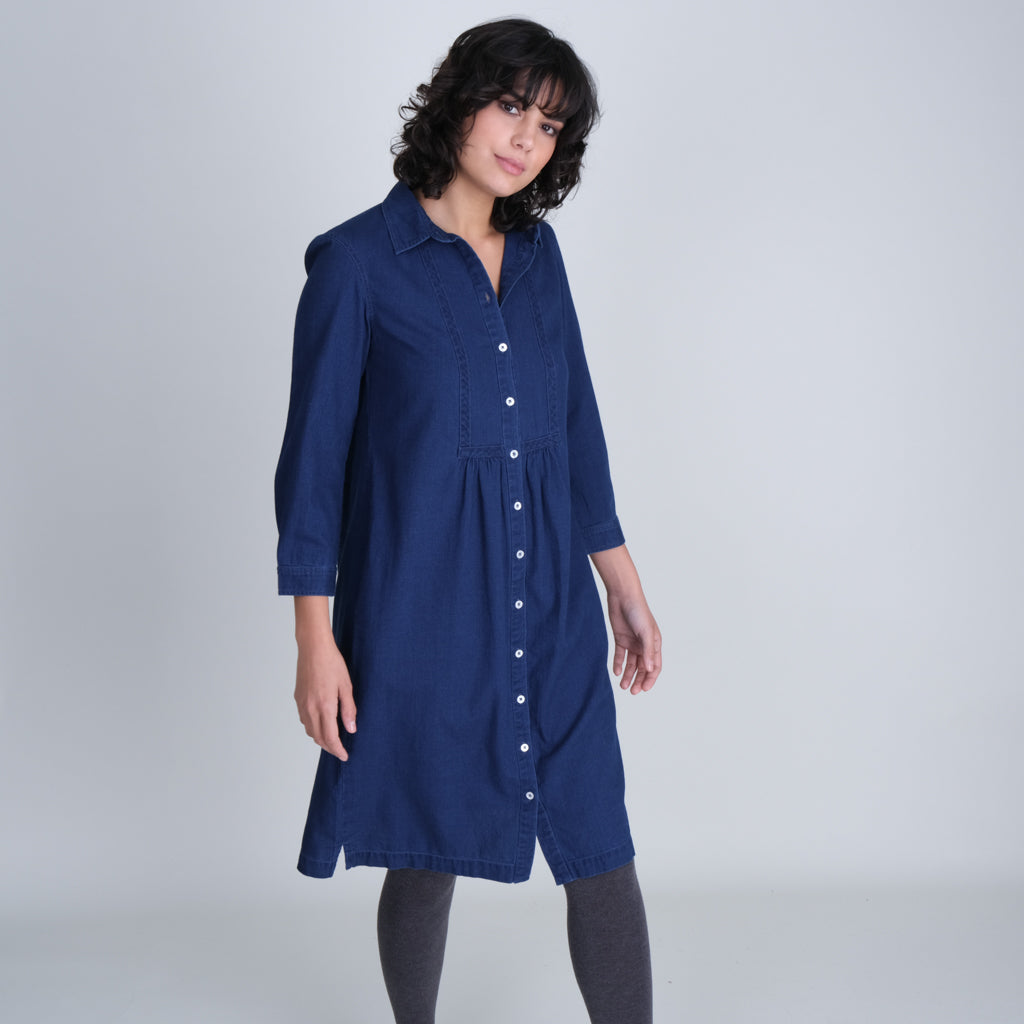 Tala Blue Denim Midi Dress | By BIBICO