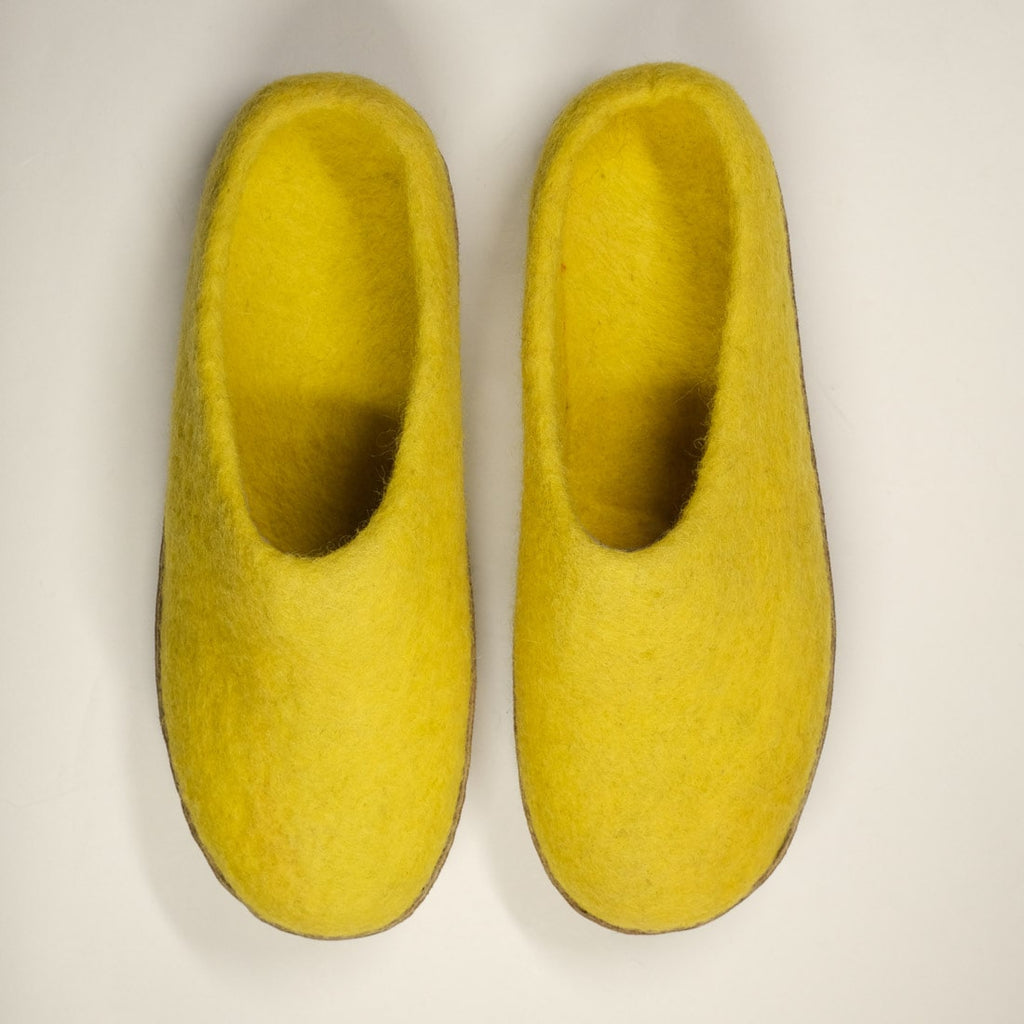 slip on yellow wool  slippers