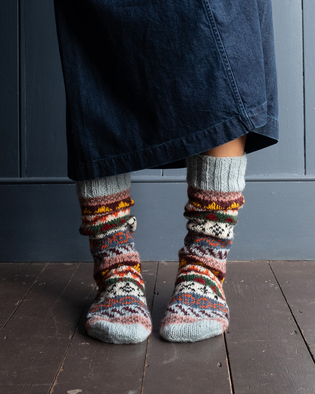Liv Fair Isle Pattern Wool Socks | Multicoloured | by BIBICO