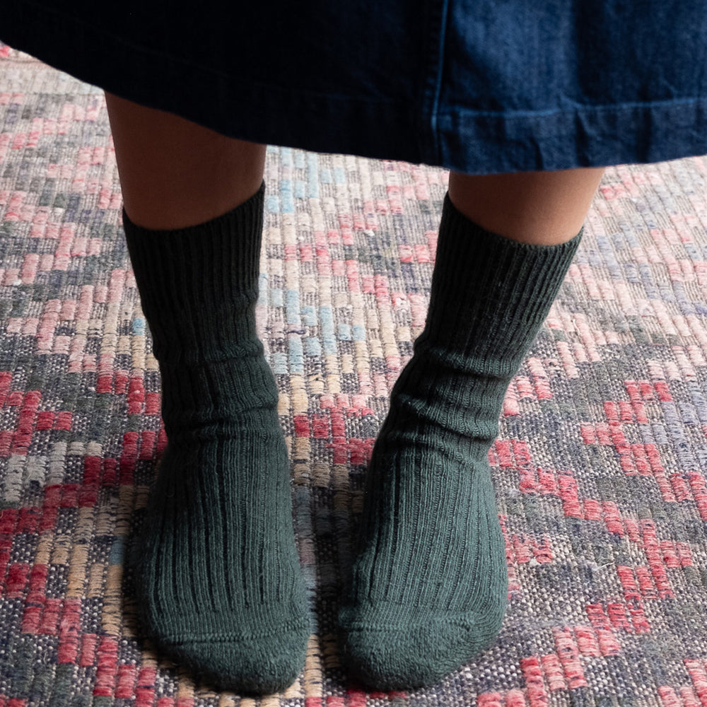 Green Alpaca Walking Socks