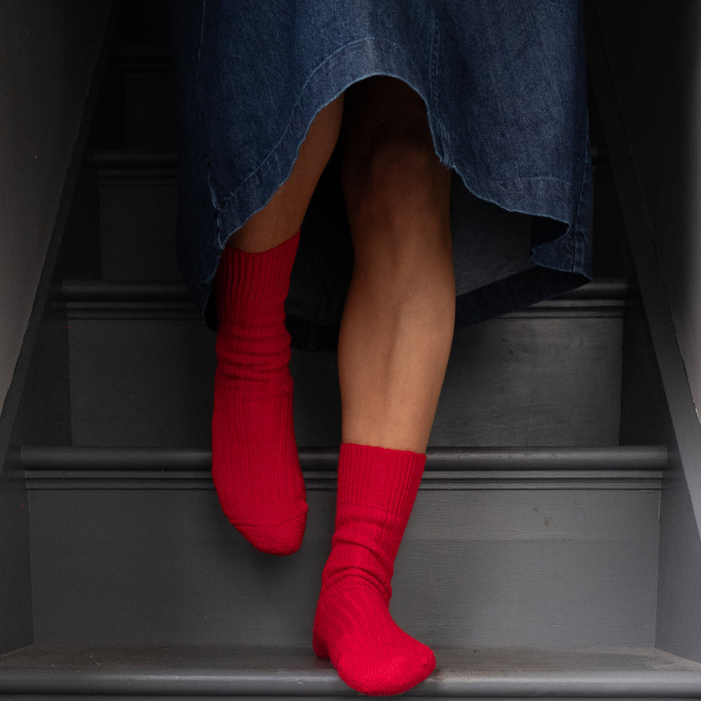 Red Alpaca Walking Socks