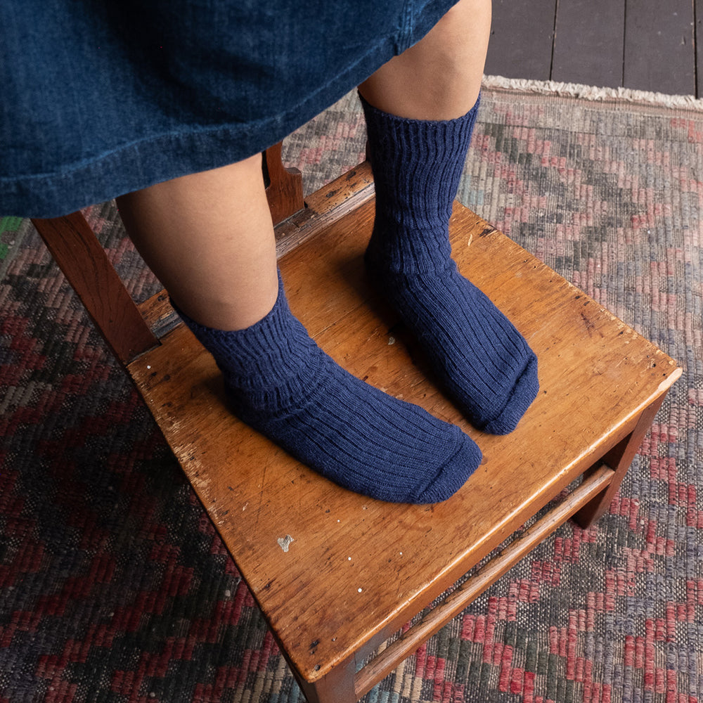 Navy Alpaca Walking Socks