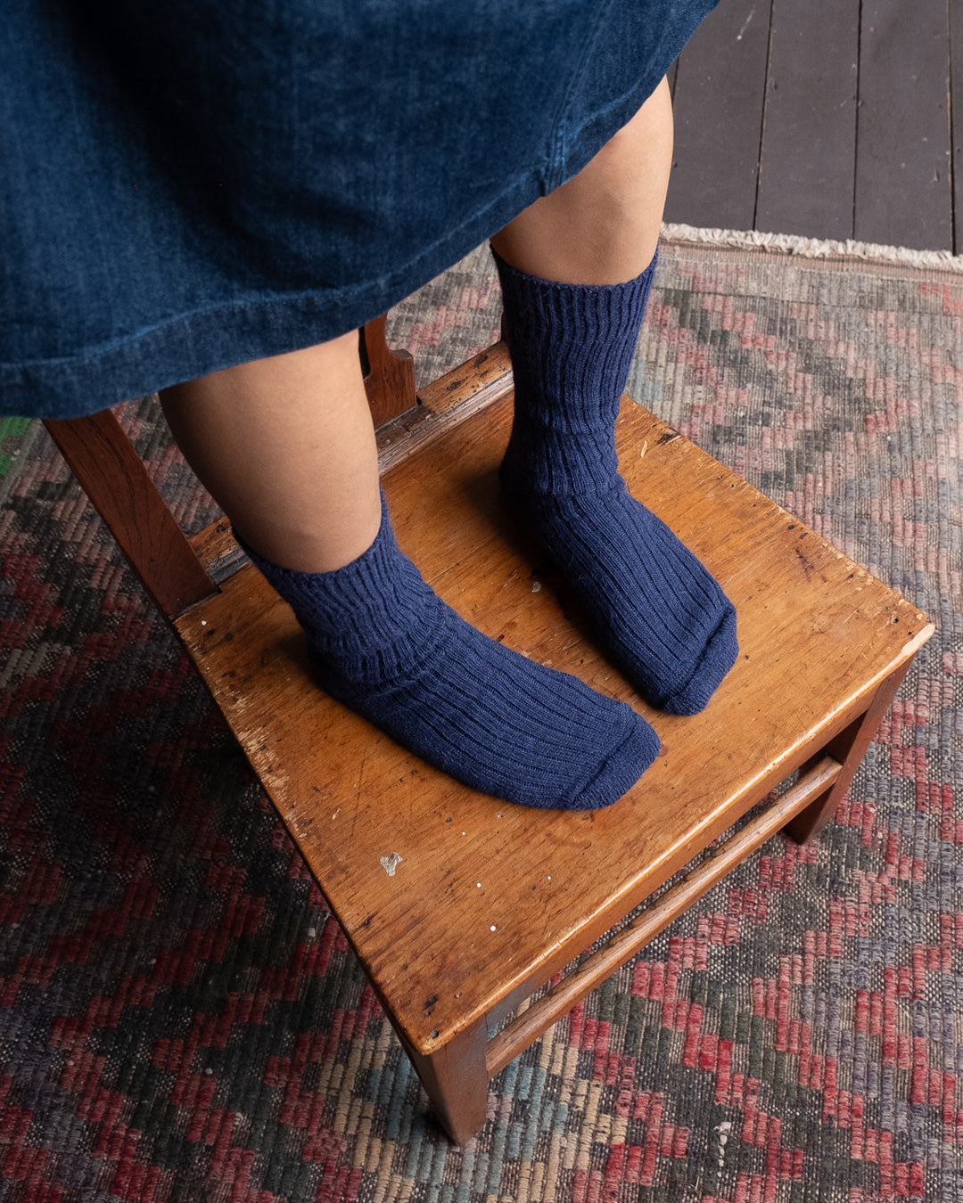 Navy Alpaca Walking Socks