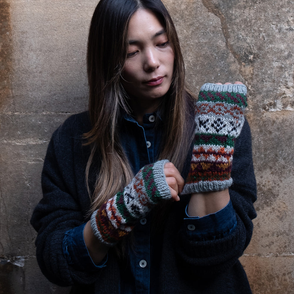 
                      
                        Liv Fair Isle Fingerless Mittens in Mint
                      
                    