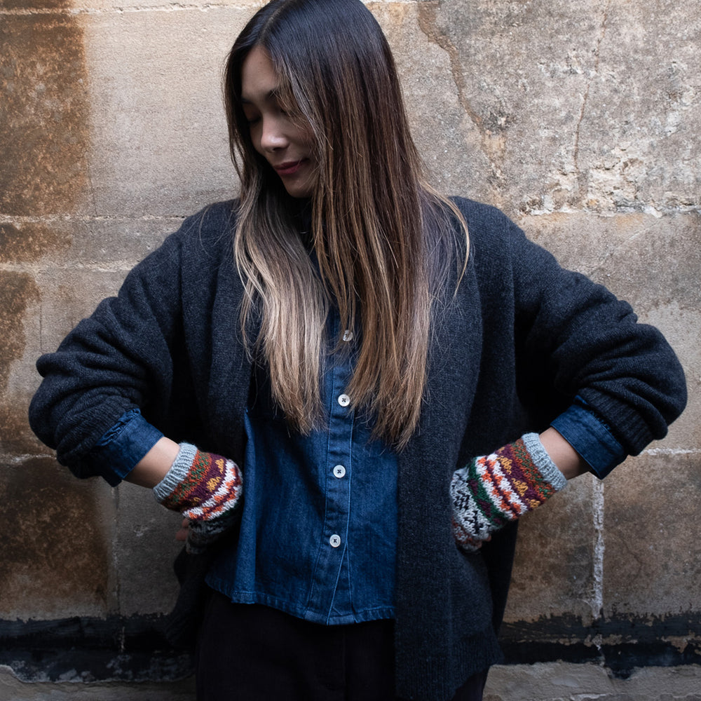 
                      
                        Liv Fair Isle Fingerless Mittens in Mint
                      
                    