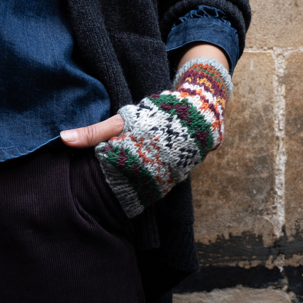 
                      
                        Liv Fair Isle Fingerless Mittens in Mint
                      
                    