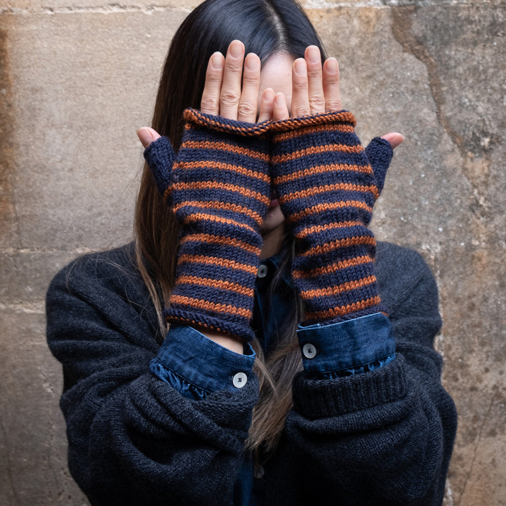 Anika Mustard Striped Mittens