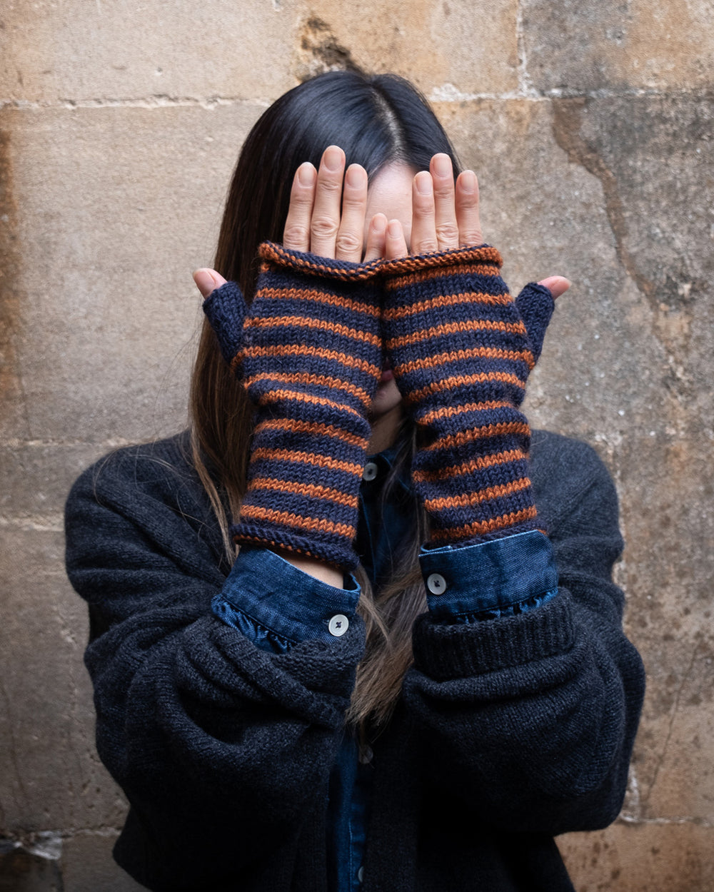 Anika Mustard Striped Mittens