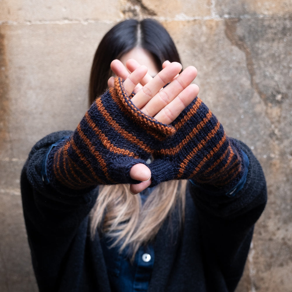 Anika Mustard Striped Mittens