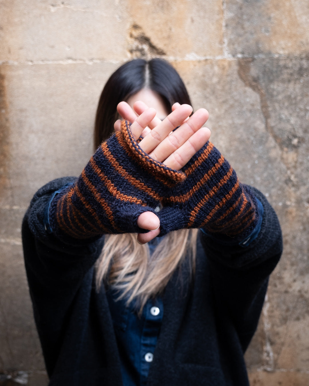 Anika Mustard Striped Mittens