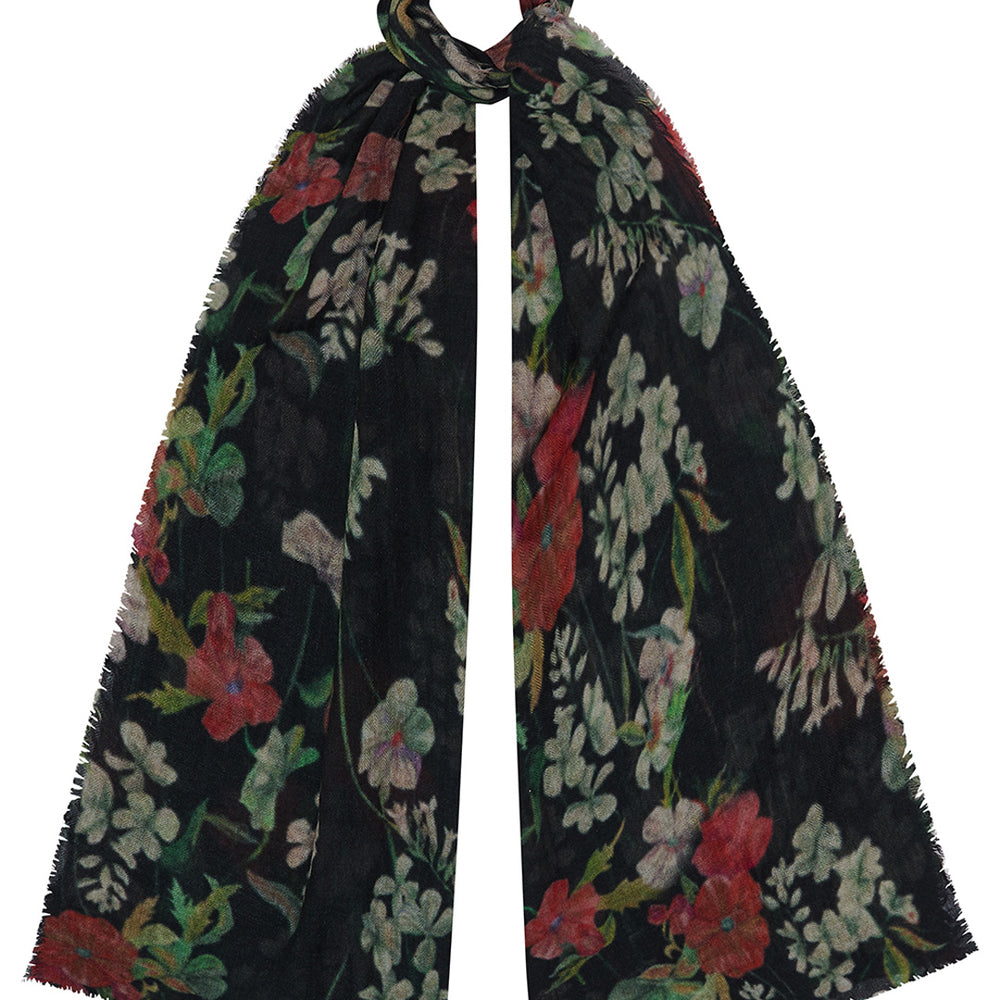 
                      
                        Black Floral Wool Scarf
                      
                    