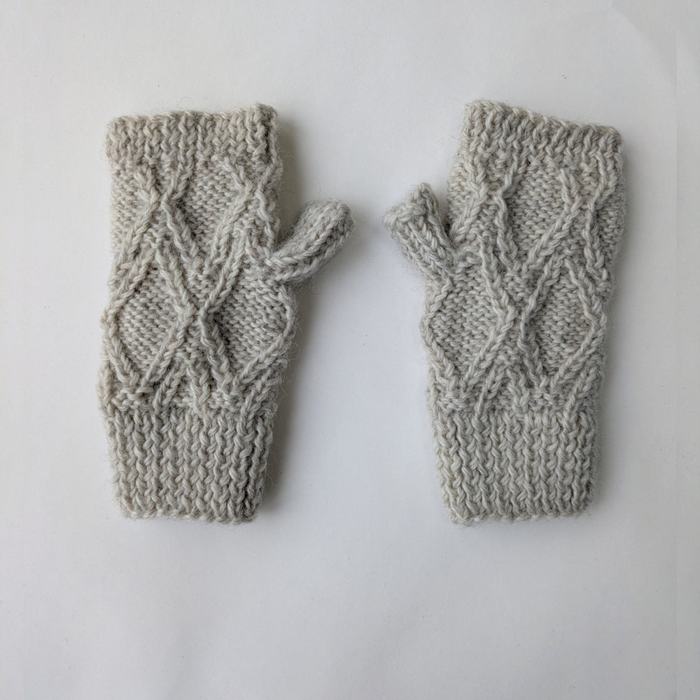 River Knitted Mittens in Ecru