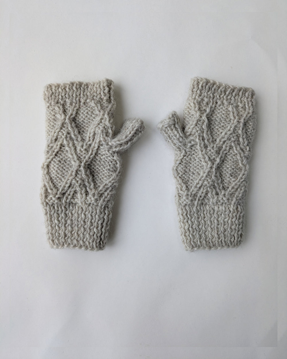 River Knitted Mittens in Ecru