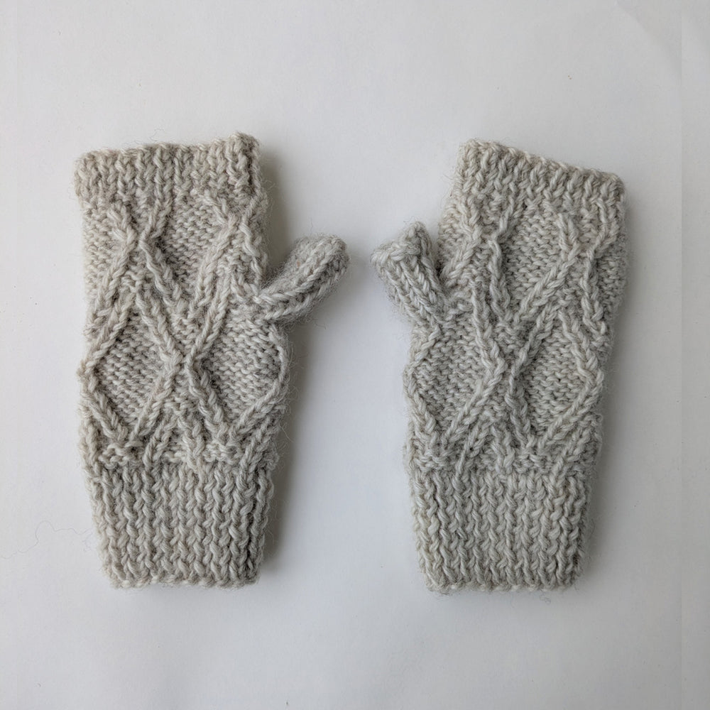 River Knitted Mittens in Ecru