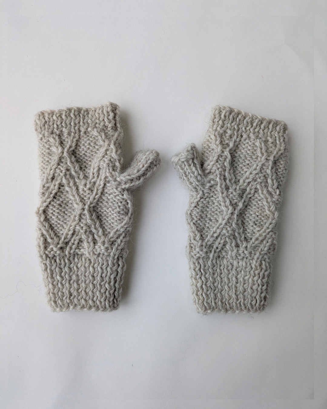 River Knitted Mittens in Ecru