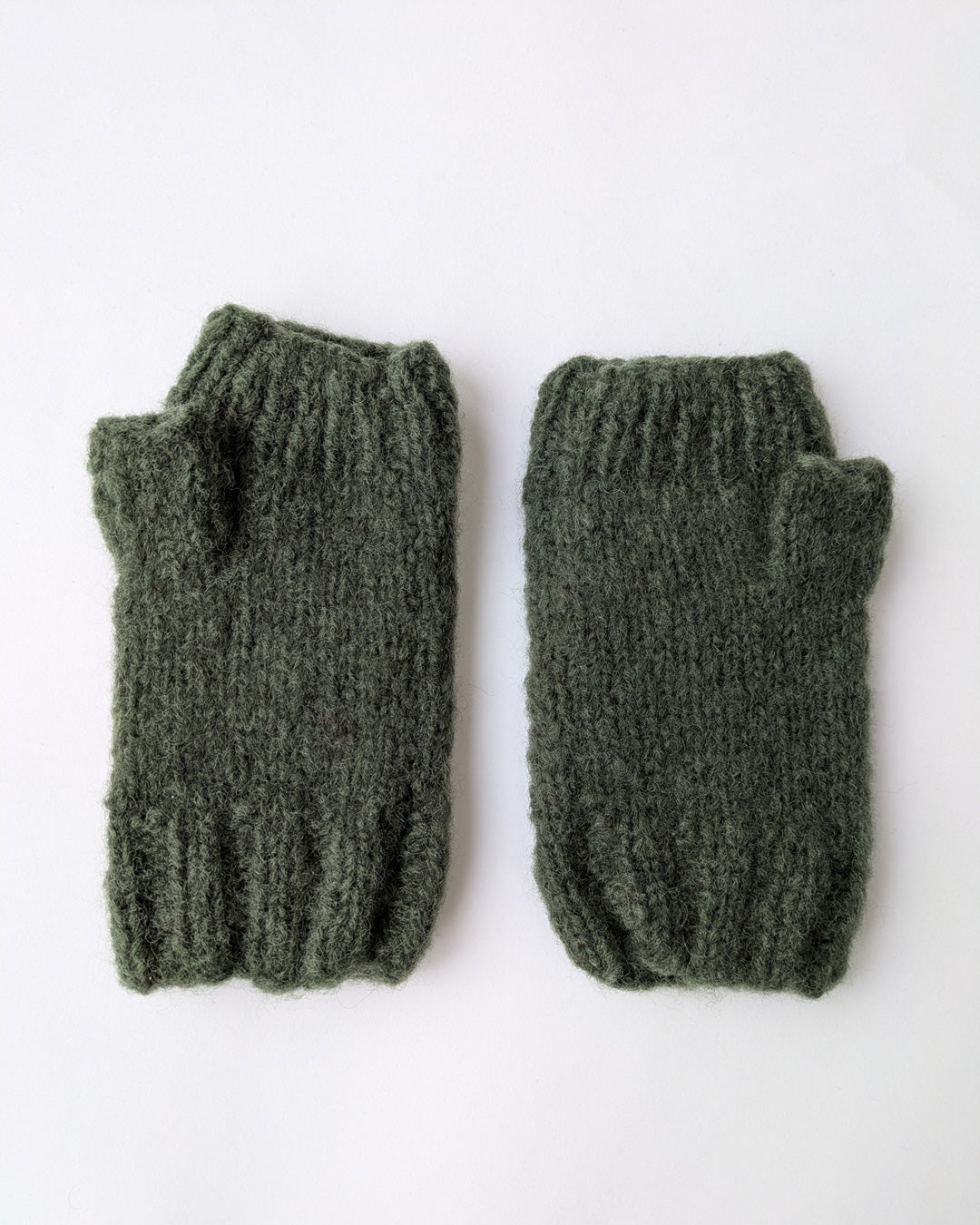Bloom Mohair Mittens in Olive Green