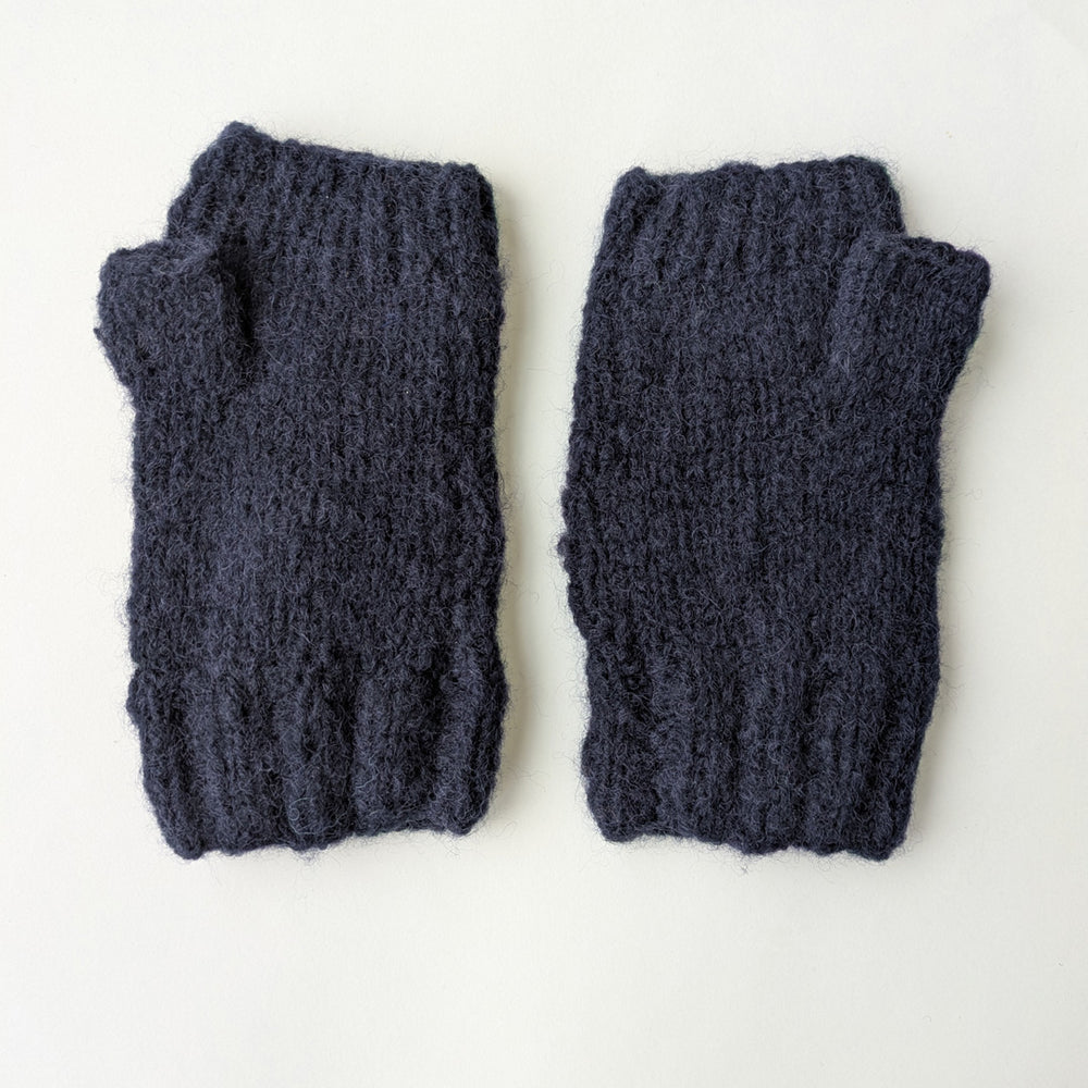 Bloom Mohair Mittens in Navy