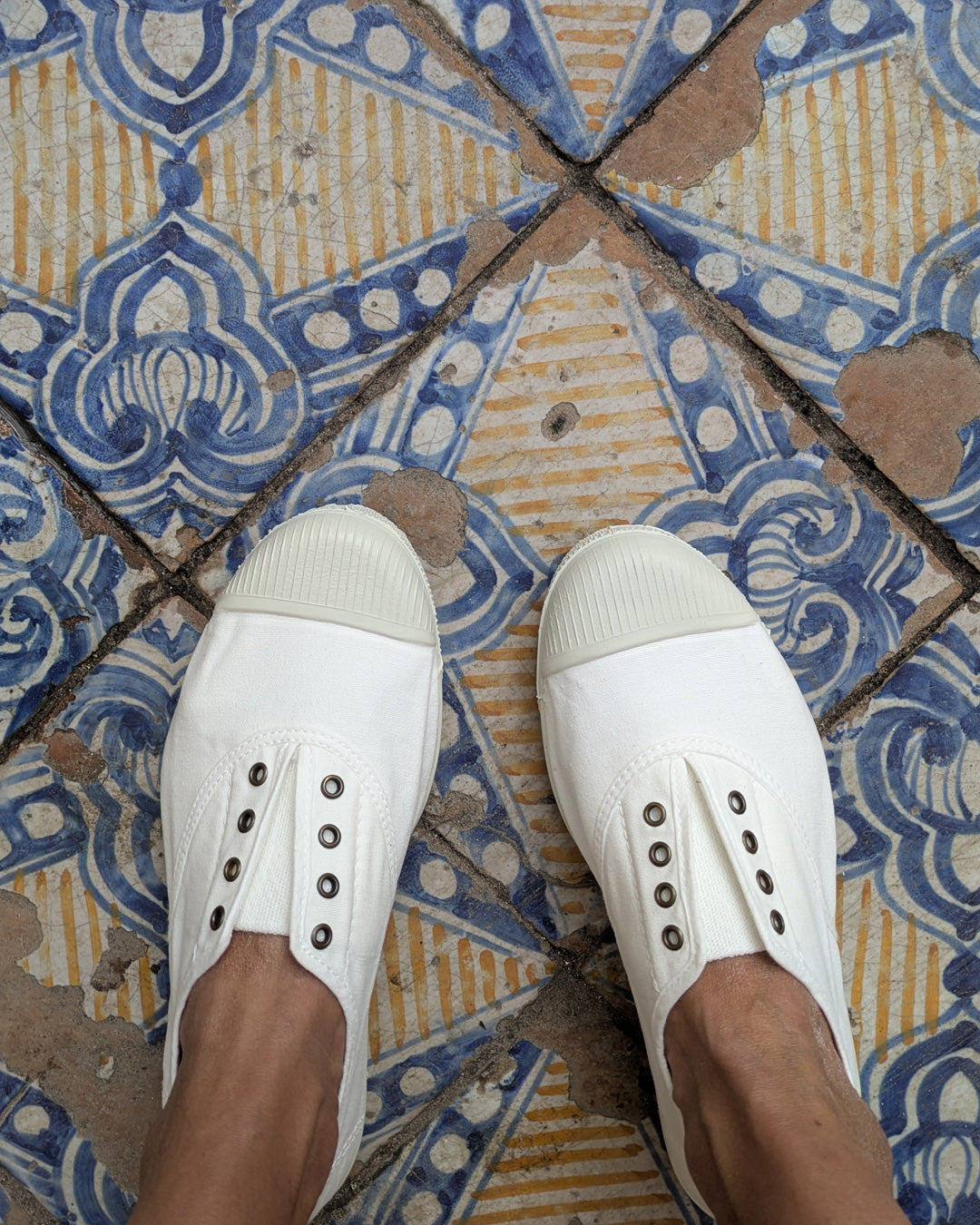 Lola White Cotton Plimsolls - BIBICO