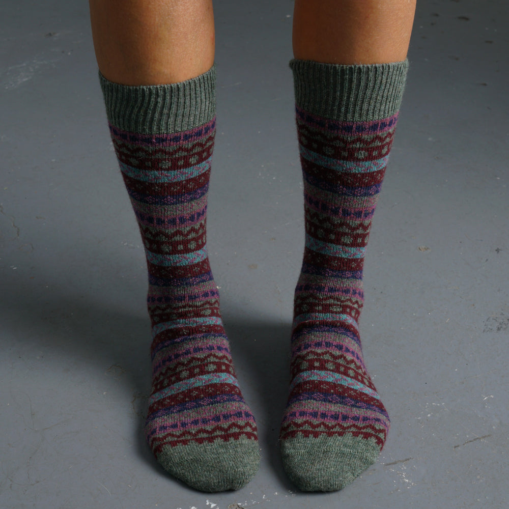 Brook Fair Isle Wool Socks - BIBICO