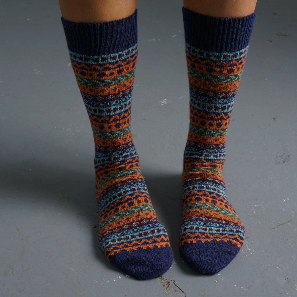 Brook Fair Isle Wool Socks - BIBICO
