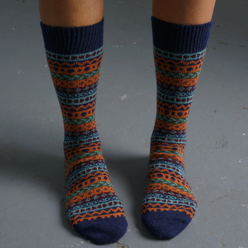 Brook Fair Isle Wool Socks - BIBICO