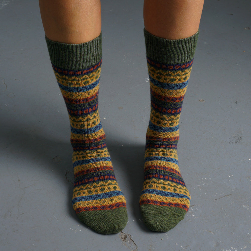 Brook Fair Isle Wool Socks