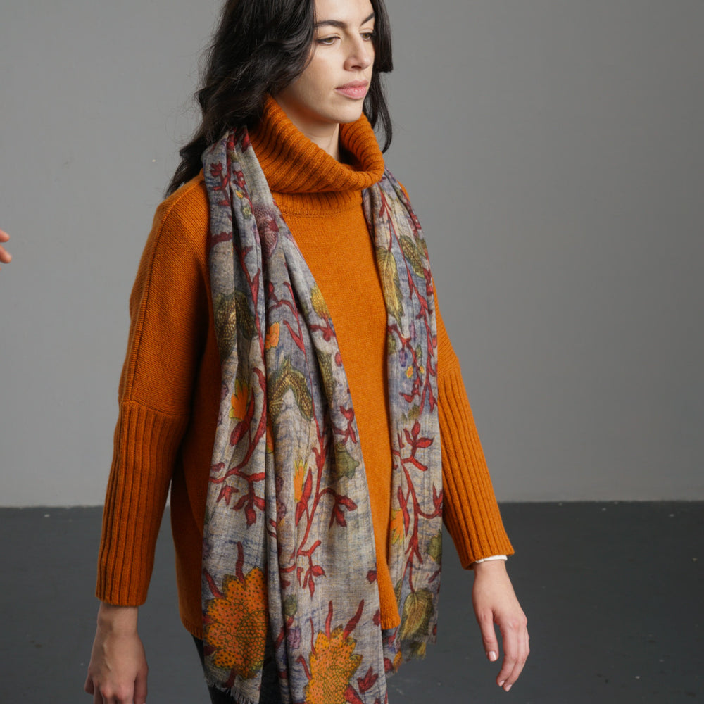 Mystical Garden Fine Wool Scarf