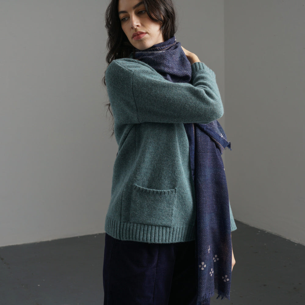 Indigo Fine Wool Scarf