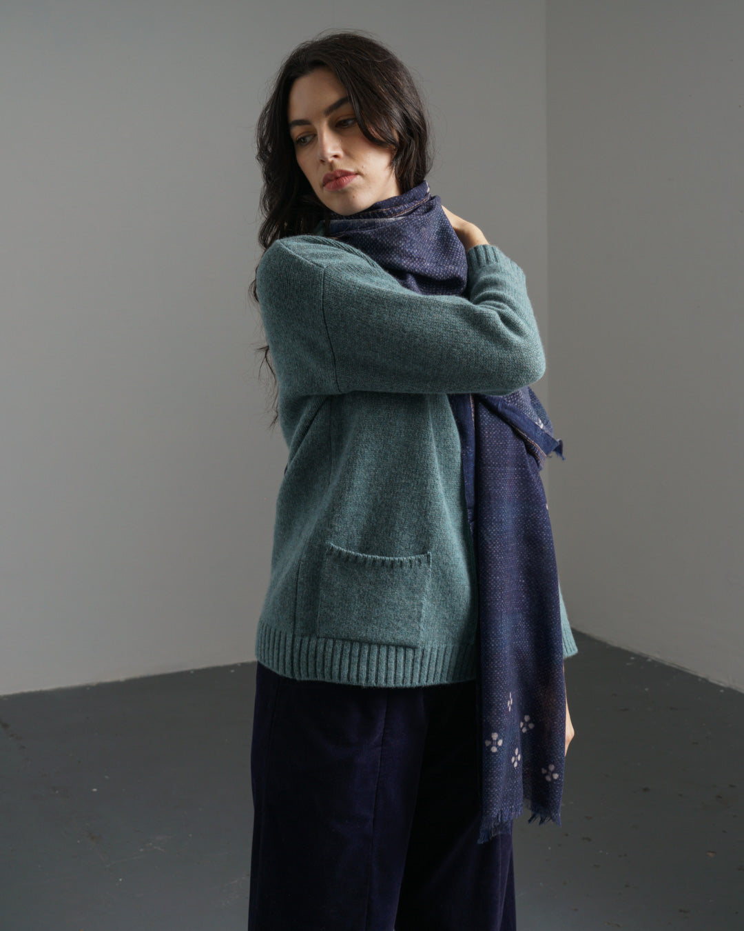 Indigo Fine Wool Scarf