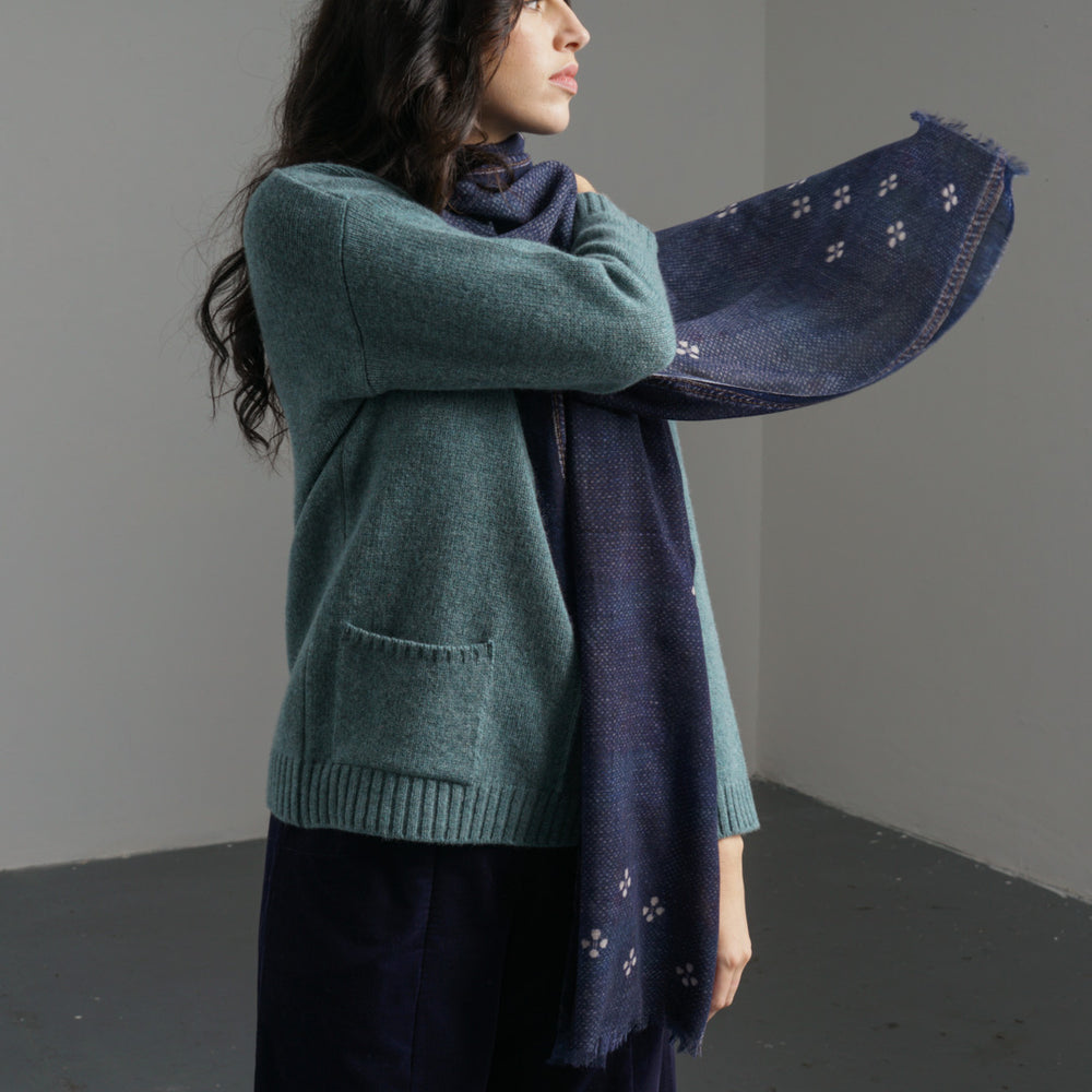Indigo Fine Wool Scarf