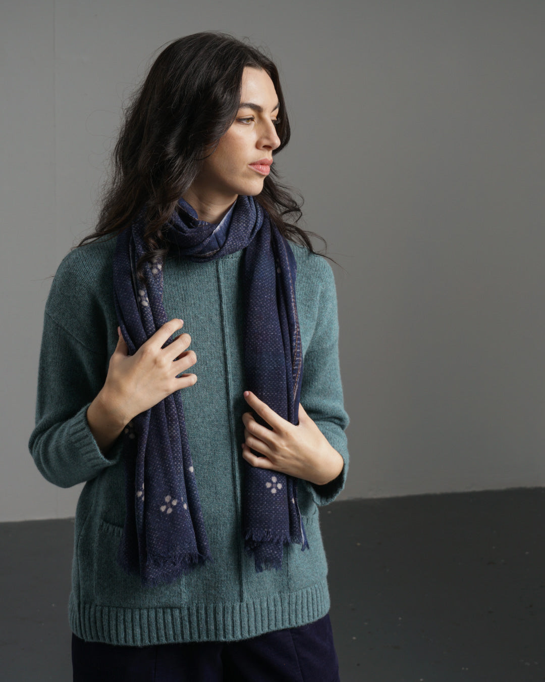 Indigo Fine Wool Scarf