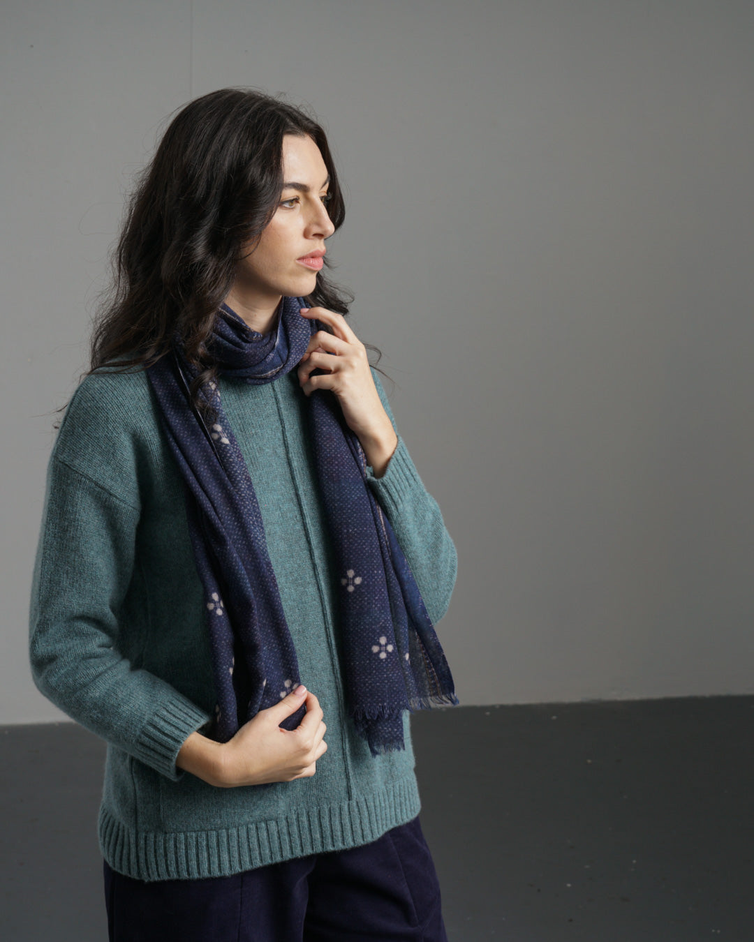 Indigo Fine Wool Scarf