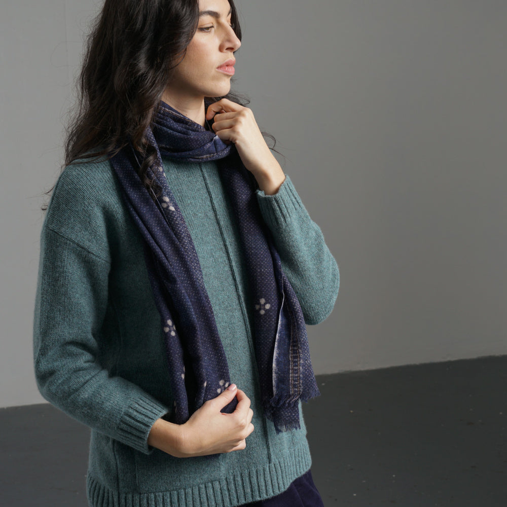 
                      
                        Indigo Fine Wool Scarf
                      
                    