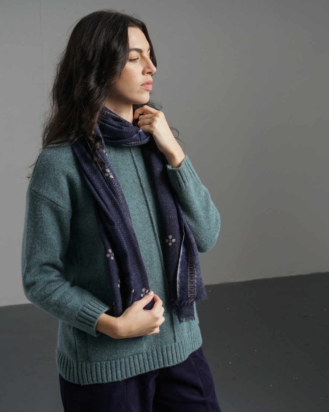 Indigo Fine Wool Scarf