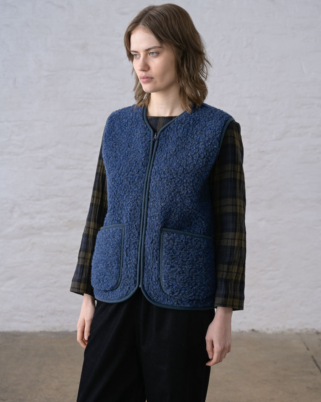 Navy Jen Wool Gilet - BIBICO