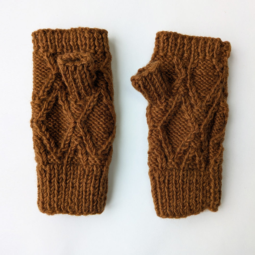 River Knitted Mittens in Mustard