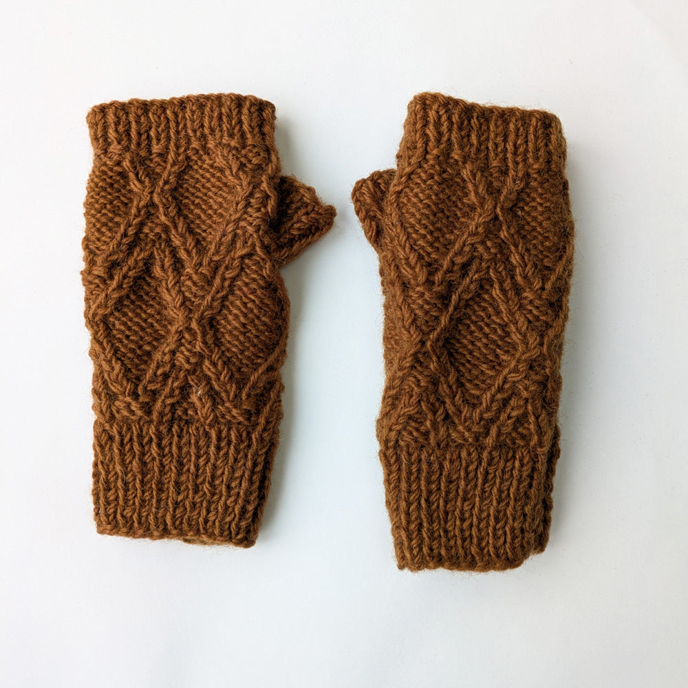 River Knitted Mittens in Mustard