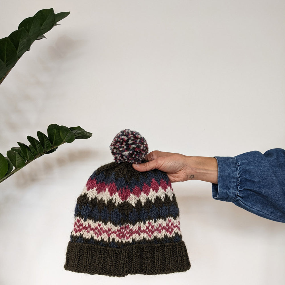 Ada Fair Isle Bobble Hat in Damask