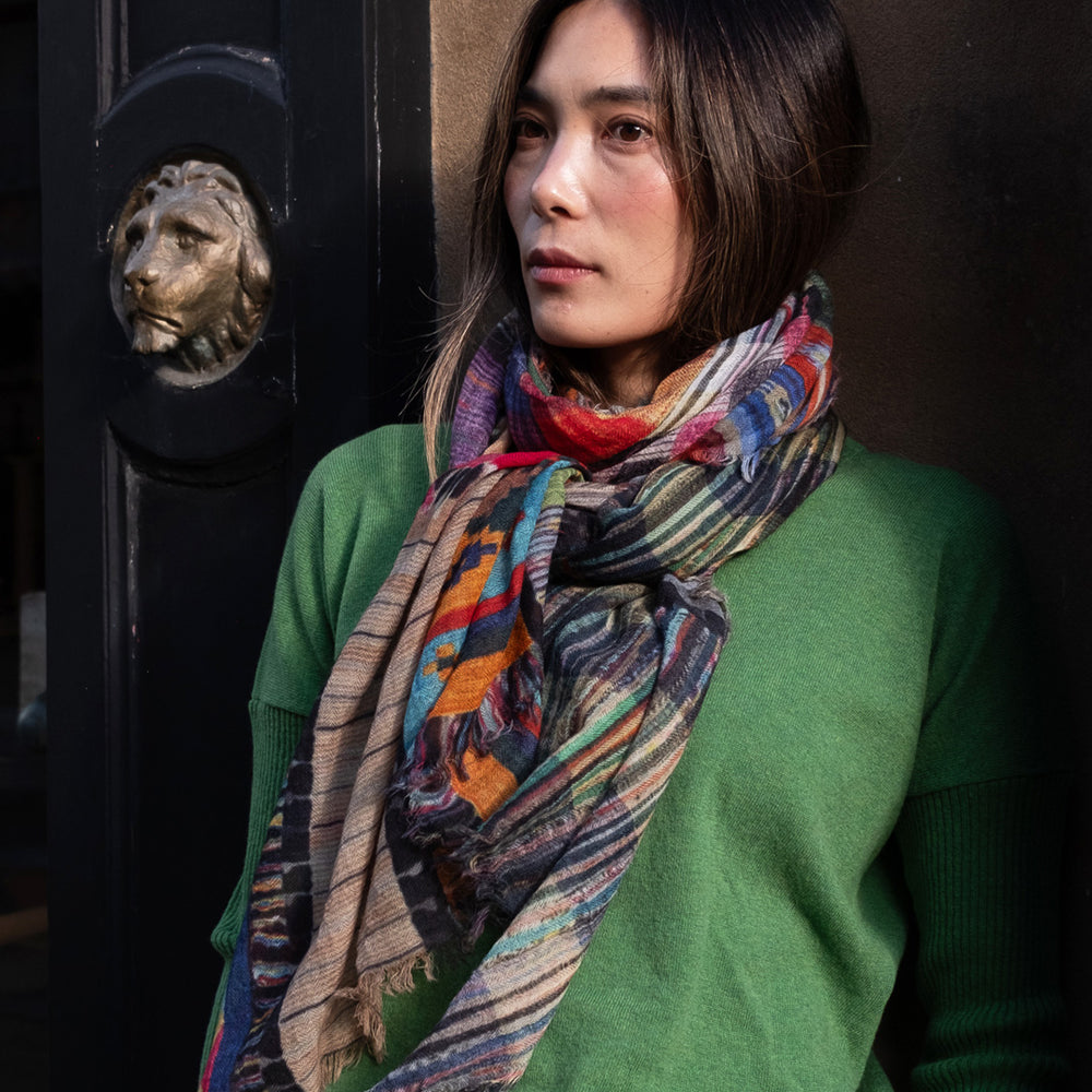 
                      
                        Patchwork wool scarf
                      
                    