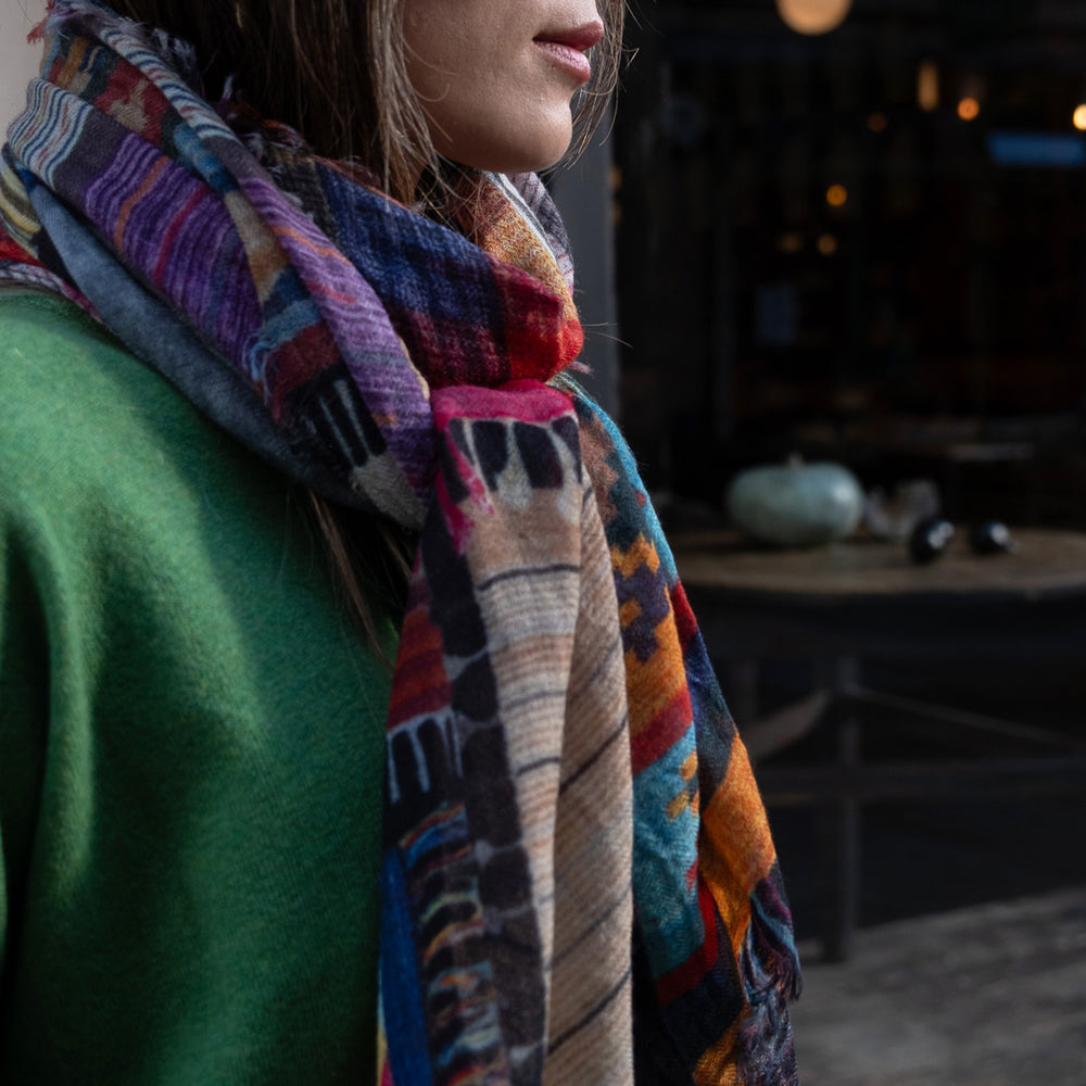 Patchwork wool scarf
