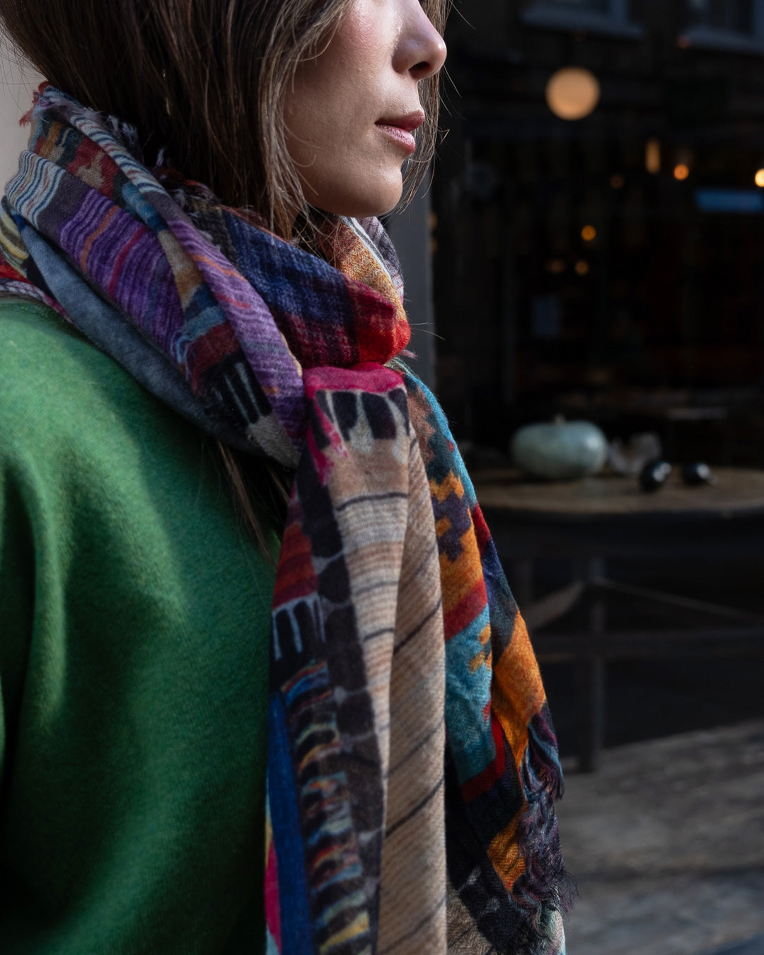 Patchwork wool scarf