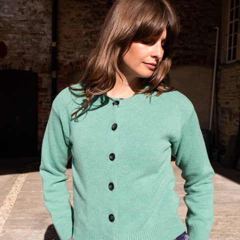 Eva Crew Neck Wool Cardigan - BIBICO
